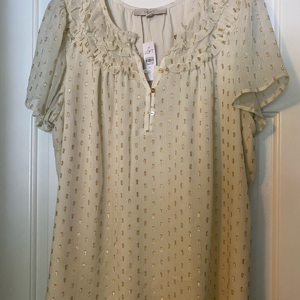 LOFT Cream and Gold Women's Top